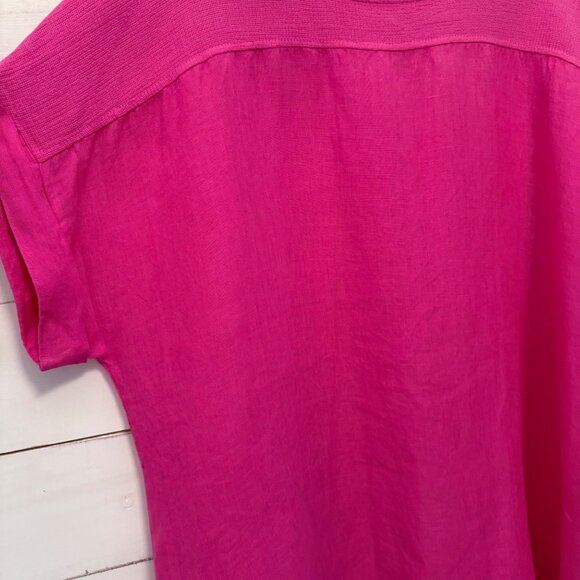 1X Bellambra Pink Linen Cap Short Sleeve Tunic Top Italy - Picture 2 of 6